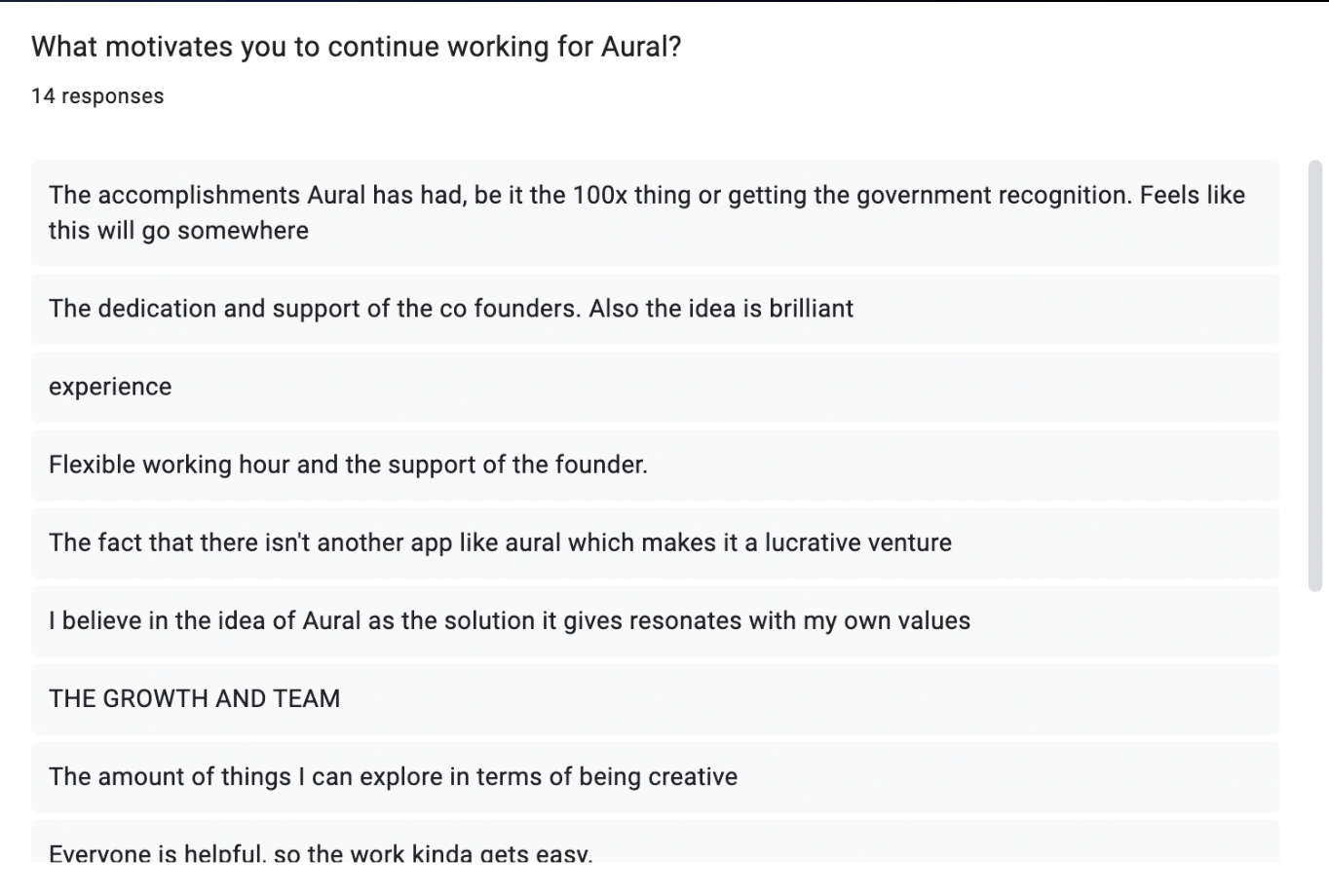 Team feedback